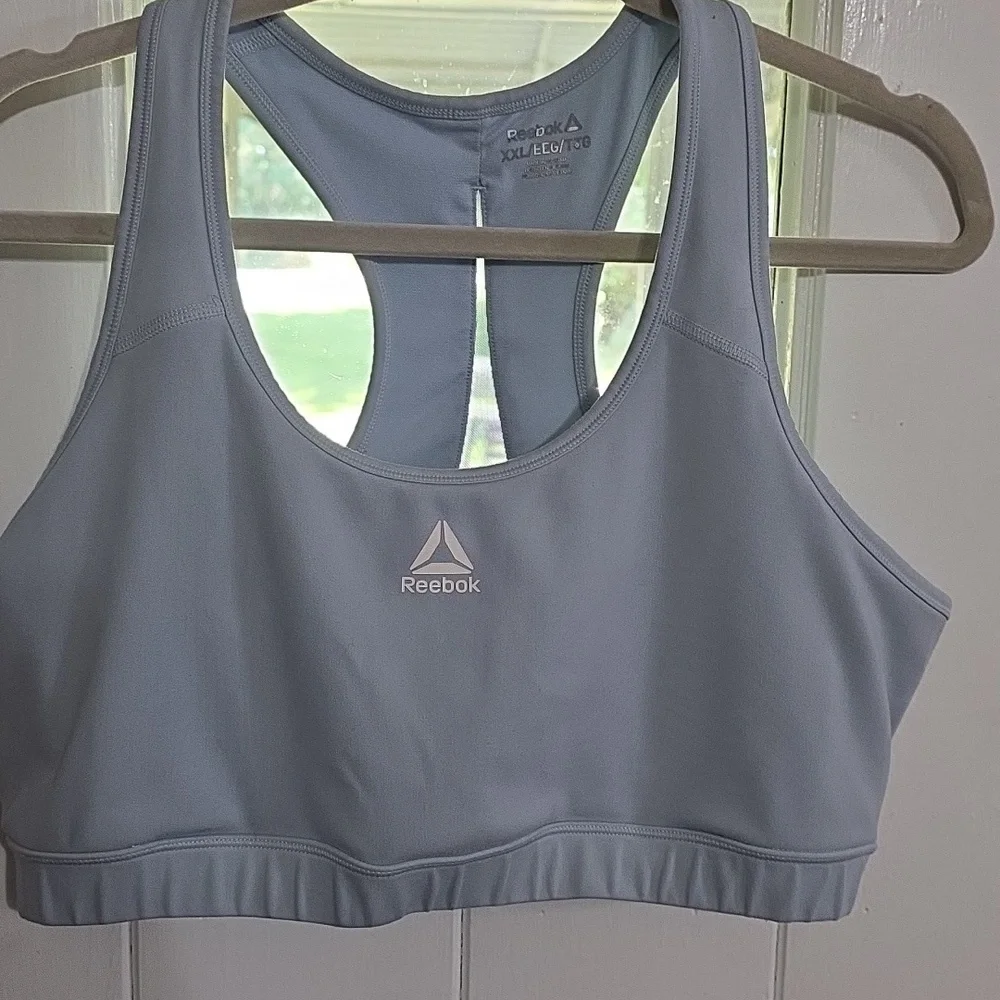 Reebok Women's Sports Athletic Bra Blue W/White Logo Sz XXL GUC